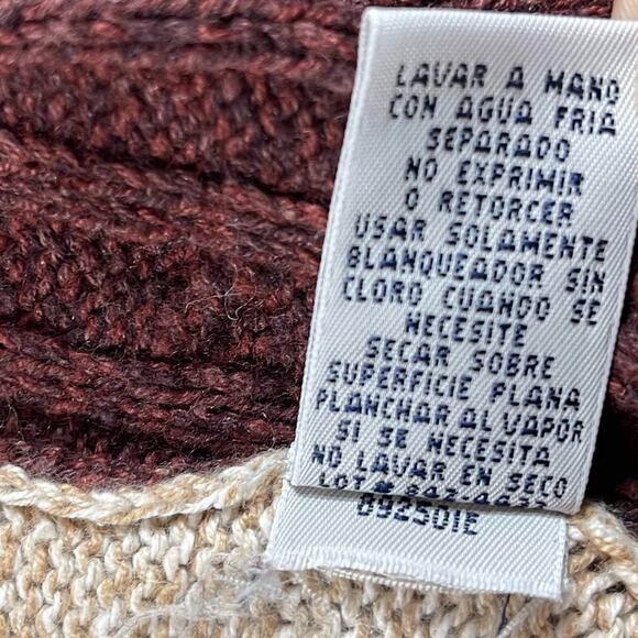 Cabin Creek Ramie Cotton Sweater Cardigan Patchwork Fall Leaves Toggle Buttons - Picture 9 of 10